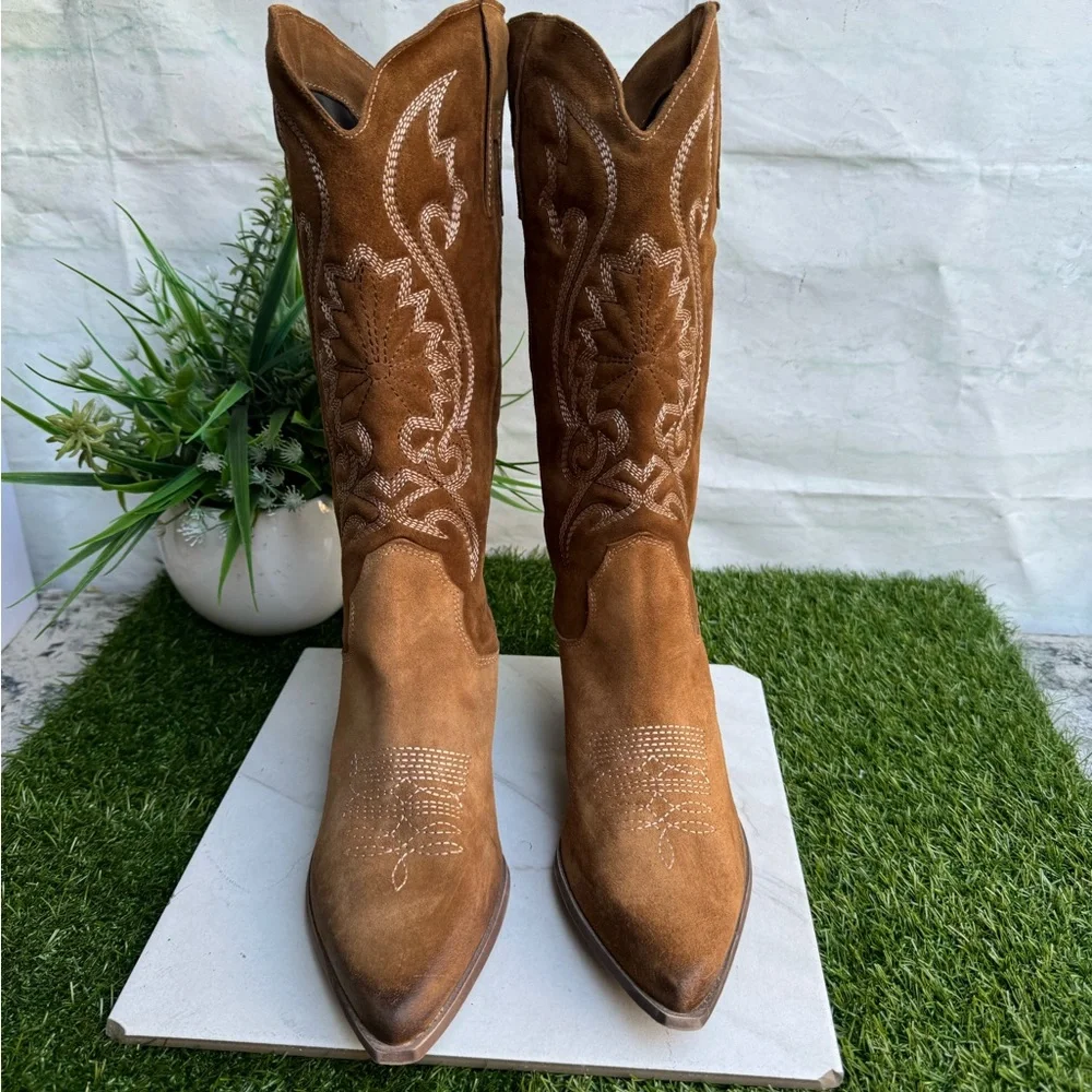 ZIGI Rosary Western Boot ZIGI Suede Light Brown size 41 US 10 New
